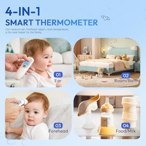 Ear Thermometer for Adults and Kids, Digital Accurate Ear and Forehead Thermometer with Fever Alarm, 1 Second Fast Result, Easy to use, 2 in 1 Mode