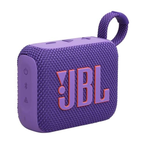JBL Go 4 - Bocina Bluetooth Ultraportátil, Resistente al Agua y Polvo, Sonido Pro con Bajos Potentes, 7 Horas de Batería, Materiales Reciclados (Morado)