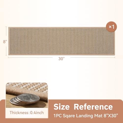 1PC Jute Stair Treads for Wooden Steps-Stairs Carpet Non Slip-Peel and Stick Stair Treads Indoor, Adhesive Staircase Step Treads Residue Free, Durable Natural Stair Runner Rug,8"x3 thumbnail 8