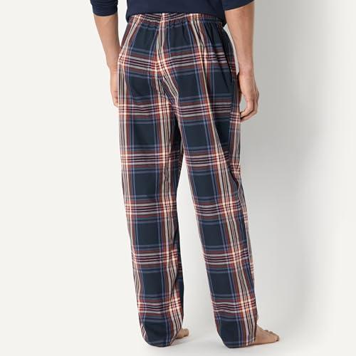 Amazon Essentials Men's Cotton Poplin Straight-Fit Pajama Pants with Drawstring Elastic Waist, Navy Large Plaid, Medium thumbnail 3