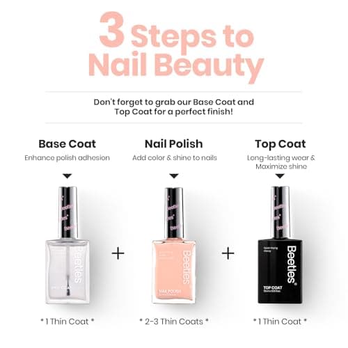 Beetles Nail Polish Bubble Bliss, 2 in 1 Nail Strengthener Polish Growth Nail Ridge Filler Base Coat Nail for Damaged Thin Nails Natural Nails Bubbly Bliss Nude Pink 15ML thumbnail 6