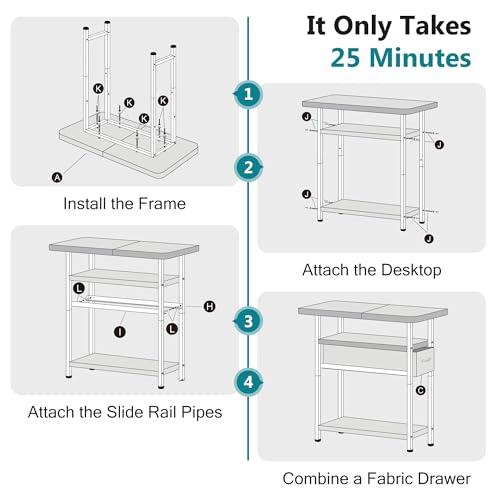 Miniatura de AOODA Narrow Nightstand with Drawers, 3 Tier Skinny Bedside Table for Bedroom, Slim Living Room End Tables with Storage for Small Spaces, Sofa Couch (White) 7