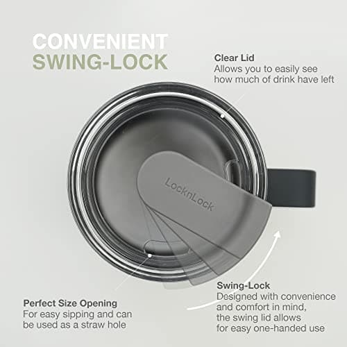LocknLock Metro Mug Premium 18/8 Stainless Steel Double Wall Insulated with Handle Perfect for table with Lid, Peach Red, 20 oz thumbnail 2