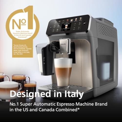 Philips 4400 Series Fully Automatic Espresso Machine, LatteGo Milk System, Integrated Grinder, 12 Hot & Iced Coffee Pre-Sets, Quick Start, SilentBrew, 15-Bar Pressure, Black Chrome thumbnail 7