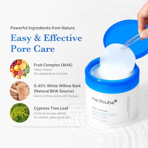 medicube Toner Pads Zero Pore Pad 2.0 | Dual-Textured Facial Pad for Exfoliation and Pore Care with 4.5% AHA Lactic Acid, 0.45% BHA Salicylic Acid | Ideal for All, Korean Skin Care thumbnail 4