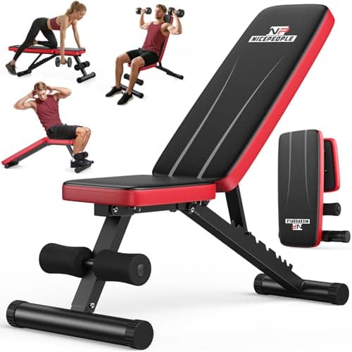 Banco de Pesas Ajustable NICEPEOPLE para Gimnasio en Casa - 660 LBS, Plegable y Versátil