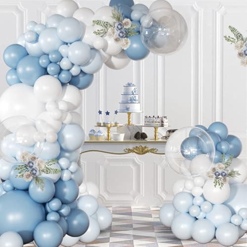 NUTTYBASH Dusty Blue Balloon Arch Kit Light Blue White Balloon Garland Kit thumbnail 2
