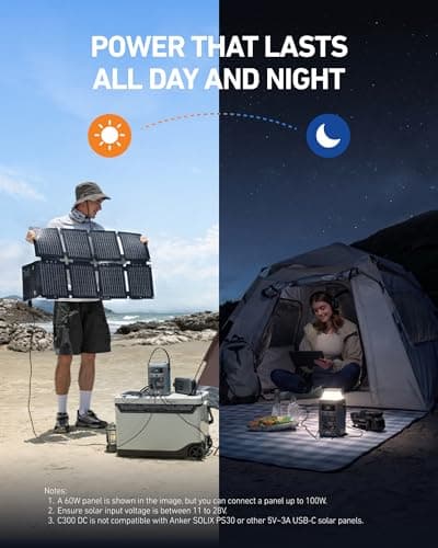 Anker SOLIX C300 DC Power Bank Station, Outdoor 288Wh Portable Power Station, LiFePO4 Battery, 300W Solar Generator, for Camping, Traveling, and Emergencies (No Wall Charger Includ thumbnail 7