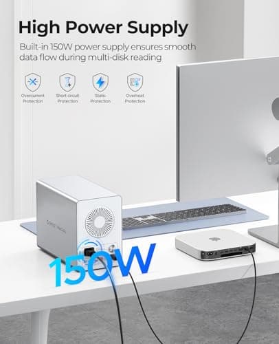 ORICO 5 Bay RAID External Hard Drive Enclosure 110TB Max, USB 3.0 DAS Storage Station for 2.5/3.5 inch SATA HDD SSD with 150W Built-in Power Supply thumbnail 5