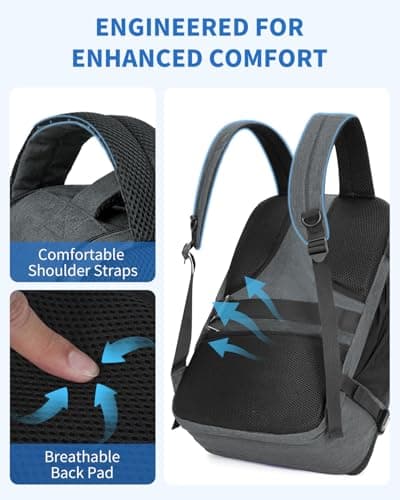 WANDF Personal Item Travel Bag 18x14x8, Carry On Laptop Backpack（Grey） thumbnail 7