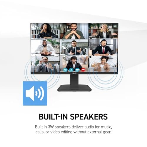 msi PRO MP273 E14A 27-inch IPS 1920 x 1080 (FHD) Gaming Office Monitor, 144Hz, Free-Sync, HDMI, DisplayPort, VGA Port, VESA Mountable, Tilt, Speaker, 4-Side Slim Bezel 1ms, Black thumbnail 6