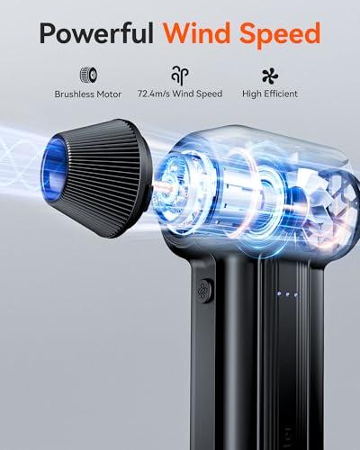 WOLFBOX MF60 Compressed Air Duster-110000RPM Super Power Electric Air Duster, 3-Speed Adjustable Rechargeable Cordless Air Blower with Fast Charging for PC Keyboard Cleaning, Car,  thumbnail 2