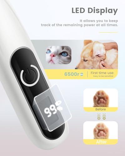 PAPMINI Dog Grooming Kit with LED Display, 35dB Ultra-Low Noise Dog Paw Trimmer, Cordless Hair Trimmer for Paws, Ears, Face, Rump with LED Light thumbnail 4