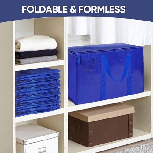 TICONN 6 Pack Extra Large Moving Bags with Zippers & Carrying Handles, Heavy-Duty Storage Tote Moving Boxes for Space Saving