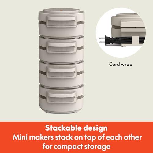 bella Snack-n-Store Mini Waffle Maker, EverGood™ Ceramic Nonstick Coating, Cord Wrap, Ready Indicator Light & Cool Touch Handles, Stackable Design & Customizable Plates, 350 Watt,  thumbnail 3