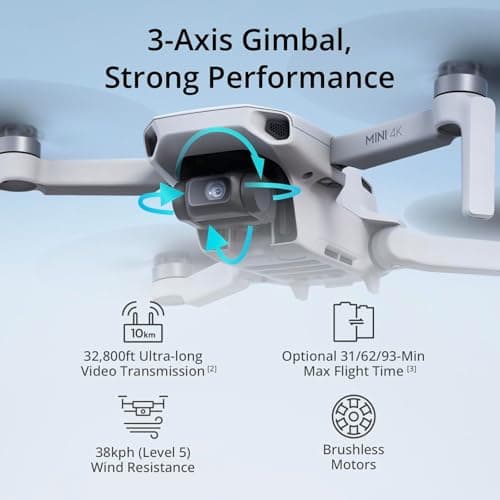 DJI Mini 4K Fly More Combo, Drone with 4K UHD Camera for Adults, Under 249 g, 3-Axis Gimbal Stabilization, 10km Video Transmission, Auto Return, 3 Batteries for 93-Min Max Flight T thumbnail 3