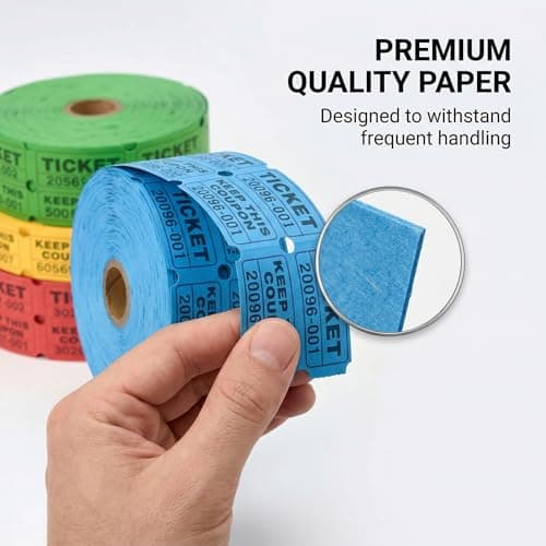 XXINMOH 4000 Pairs Double Raffle Tickets – 4 Assorted Colors (Pink, Blue, Red, Purple) – 1000 Pairs per Roll for Carnival, Fundraiser, Party, Event, Classroom, Lottery Drawing Prize Tickets for Raffle thumbnail 4