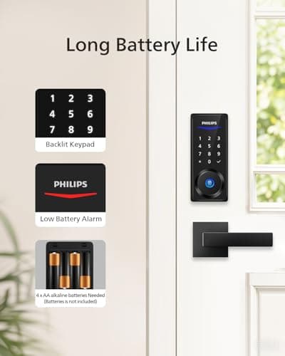 Cerradura Inteligente Digital Philips con Manijas, Acceso Sin Llave, Huella y PIN