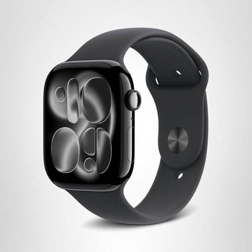 Apple Watch Series 11 [GPS 42mm] Smartwatch with Jet Black Aluminum Case with Black Sport Band - S/M. Sleep Score, Fitness Tracker, Health Monitoring, Always-On Display, Water Resi