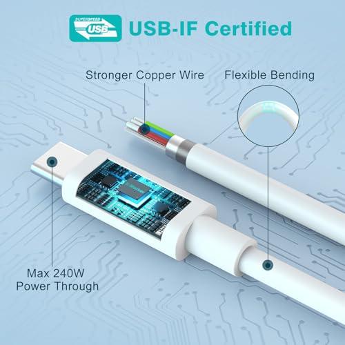 Paquete de 2 Cables USB-C a USB-C de 240W (2m) para Carga Súper Rápida