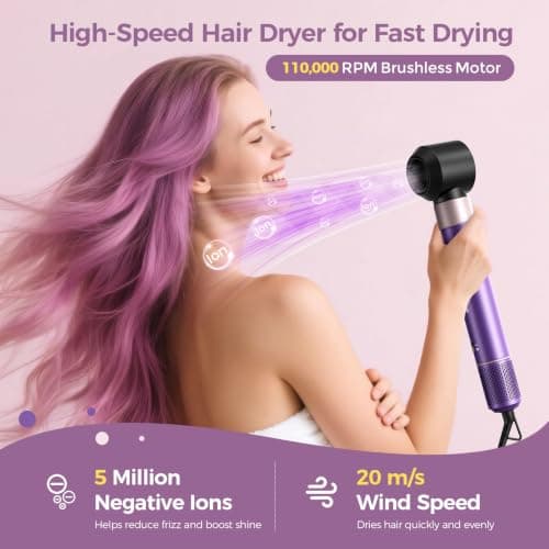 Vincofy 7 in 1 Hot Air Styler,1500W Hair Dryer Brush with Auto-Wrap Curlers