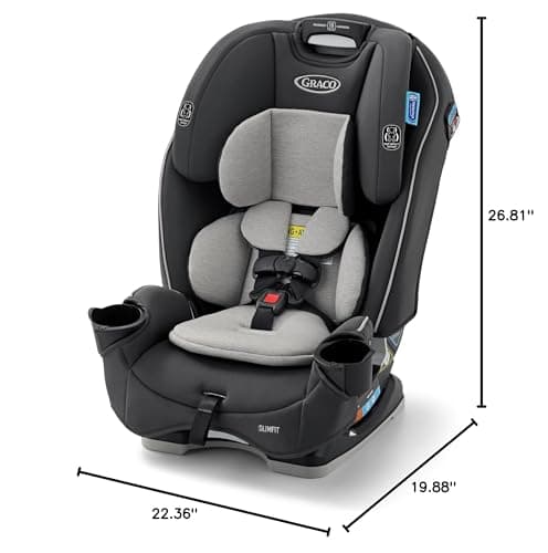 Graco Slimfit 3-in-1 Convertible Car Seat, Slim Car Seat with Space-Saving Design, Highback Booster Seat with 10-Position Headrest, Rear Facing and Forward Facing Carseat, Darcie thumbnail 10