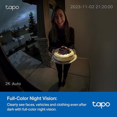 Tapo 2K Wireless Smart Video Doorbell with Chime - 160° Ultra-Wide View,Person Detection, Ring Call, 2-Way Audio, Subscription-Free Local Storage/Optional Cloud, Motion Only Alert, thumbnail 7