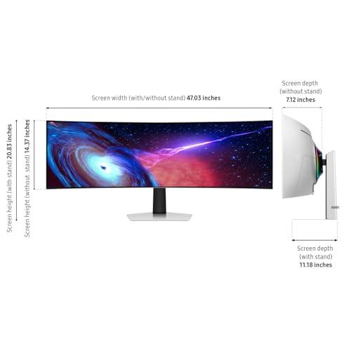 Samsung 49" Odyssey G93SC Series Curved Gaming Monitor, QD-OLED, 240Hz, 0.03ms, DQHD, G-Sync Compatible, FreeSync Premium Pro, Adjustable Stand thumbnail 4