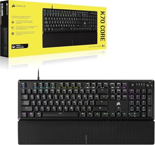 Miniatura de Teclado Gamer Mecánico CORSAIR K70 CORE RGB Negro con Reposamuñecas – Switches Lineales MLX Red Pre-Lubricados, Teclas ABS Doble Inyección, Amortiguación de Sonido y Dial Multimedia 8