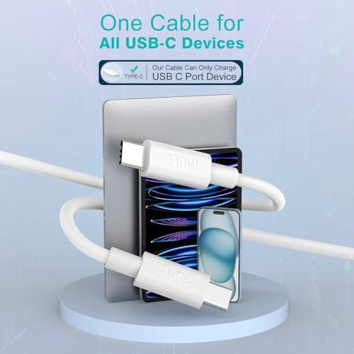 Paquete de 2 Cables USB-C a USB-C de 240W (2m) para Carga Súper Rápida