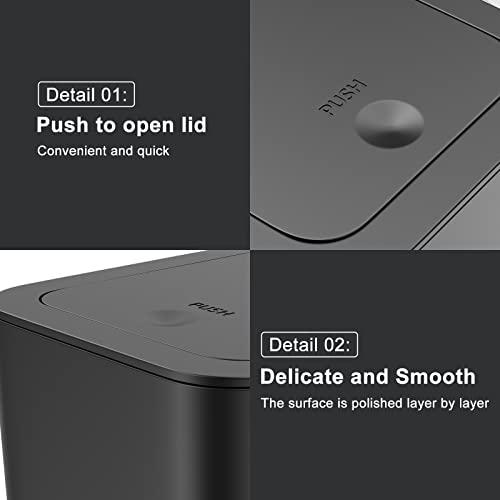 Paquete de 3 Botes de Basura Delgados N. NETDOT con Tapa de 10 Litros - Negros