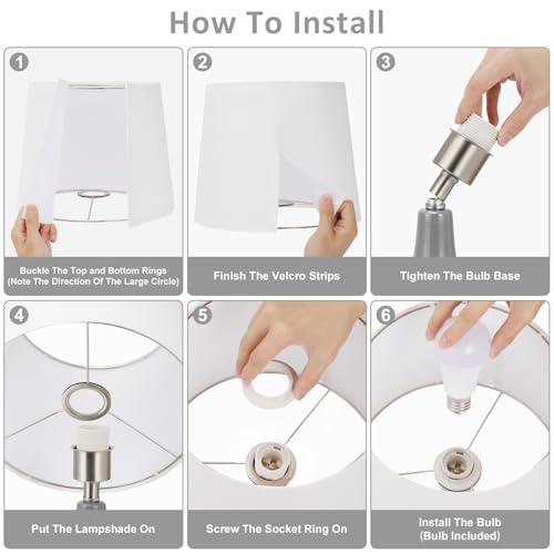 Seealle Modern Ceramic Table Lamps for Night Stands - Bedside Lamps Set of 2 for Nightstand, 19.4" Grey Bedroom Lamp for Living Room Cute Desk End Table Office Guest Room Dresser R thumbnail 7