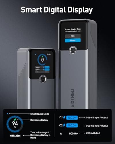 Power Bank SIXTHGU PowerTower para Laptop, 200W, 20,000mAh, Carga Rápida, Apto para Vuelos