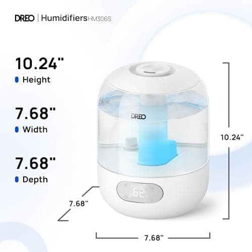 ¡Súper Oferta! Humidificador Ultrasónico DREO para Recámara: Neblina Fría, Silencioso (26dB), Luz RGB y 30h de Uso