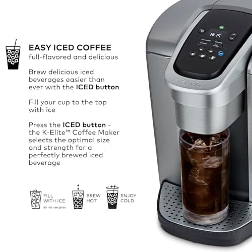 Cafetera Keurig K-Elite de Taza Única K-Cup (Plata Cepillada)