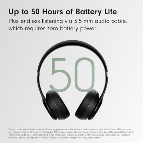 Beats Solo 4 - Wireless On-Ear Bluetooth Headphones, Up to 50-Hour Battery Life, Ultra-Lightweight Comfort, Powerful and Balanced Sound, Apple & Android Compatible - Matte Black thumbnail 5