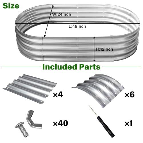 Eclaron Galvanized Raised Garden Bed for Outdoor: 4X2X1ft Durable Metal Vegetable Plant Container Kit - Oval Planter Box for Gardening Flower Trough thumbnail 2