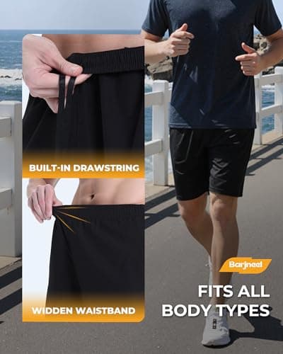 Barjneel 4 Pack Gym Mens Shorts - Basketball Athletic Shorts with Pockets Fitness Clothing Black Workout Quick Dry Shorts thumbnail 4
