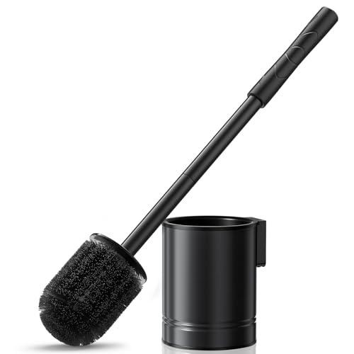 Escobilla de Baño HAMITOR Negra: Antioxidable con Soporte Oculto y Montaje en Pared