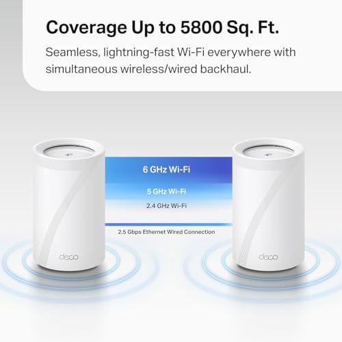 TP-Link Deco 7 Pro BE63 Tri-Band WiFi 7 BE10000 Whole Home Mesh System- 6-Stream 10 Gbps, 4x2.5G Ports Wired Backhaul, 4X Smart Internal Antennas, VPN, HomeShield, Free Expert Supp thumbnail 8