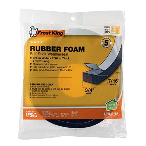 Frost King R734H Sponge Rubber Foam Tape 3/4" W X 7/16" H X 10' L, Black thumbnail 2