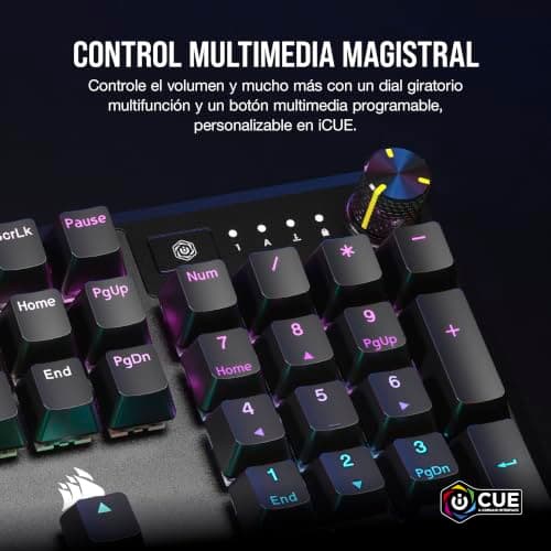 Miniatura de Teclado Gamer Mecánico CORSAIR K70 CORE RGB Negro con Reposamuñecas – Switches Lineales MLX Red Pre-Lubricados, Teclas ABS Doble Inyección, Amortiguación de Sonido y Dial Multimedia 4