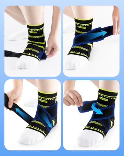 Tobillera SOLOEVER de Compresión para Hombre y Mujer con Almohadillas de Silicona y Correa Envolvente (Negra, Mediana)