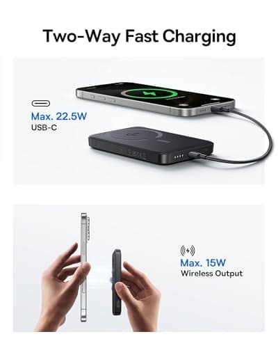 Baseus for MagSafe Portable Charger, Qi2 Certified 15W Wireless Magnetic Power Bank 10000mAh with USB-C Cable 22.5W PD Charging, Battery Pack Compatible with iPhone 17/16/15/14/13  thumbnail 5