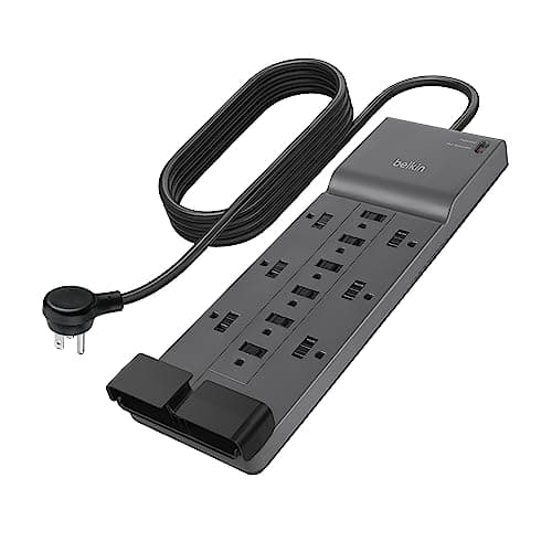 Belkin 12-Outlet Surge Protector Power Strip w/ 12 AC Outlets & 8ft Flat Plug, UL-Listed Heavy-Duty Extension Cord for Home, Office, Travel, Computer, Laptop, Charger - 3,780 Joule