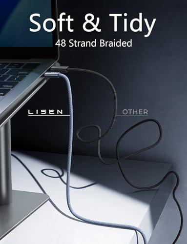 Miniatura de LISEN Cable USB C a USB C 240W Carga Súper Rápida [2 Paquetes, 2m] para iPhone 15-17 Pro Max, iPad, MacBook, Samsung S25 6