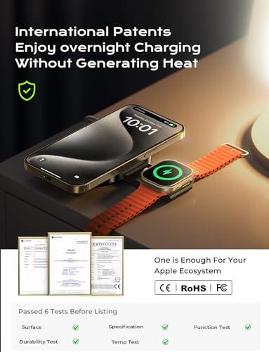 LISEN for MagSafe Charger Stand for iPhone Magnetic Apple Watch Airpods Charging, Airplane Gadgets Magsafe Kickstand for iPhone Wireless Charger Gifts for Women Men Travel Essentia