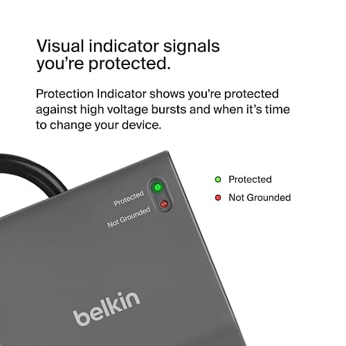 Belkin 12-Outlet Surge Protector Power Strip w/ 12 AC Outlets & 8ft Flat Plug, UL-Listed Heavy-Duty Extension Cord for Home, Office, Travel, Computer, Laptop, Charger - 3,780 Joule