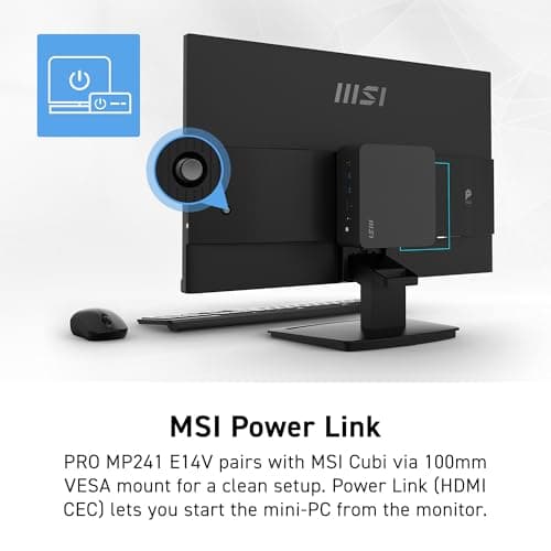 msi PRO MP241 E14V 24-inch IPS 1920 x 1080 (FHD) Office Monitor, 144Hz, Free-Sync, HDMI, DisplayPort, VESA Mountable, Tilt, Speaker, 4-Side Slim Bezel 1ms, Black thumbnail 6