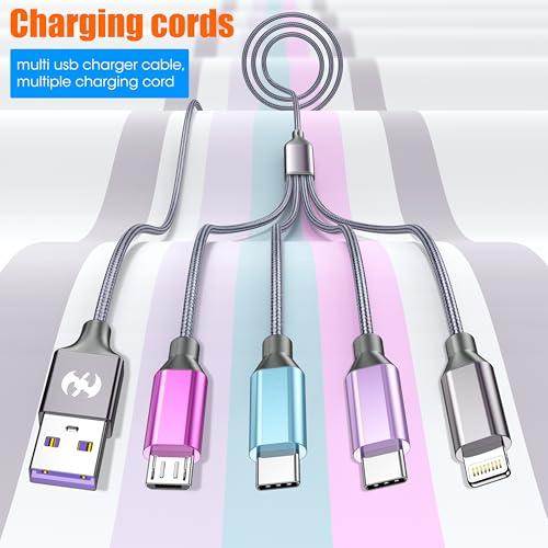 Multi Charging Cable 4ft 2Pack, Doub Tyep-C 4 in 1 Charging cable Nylon Braided Lightning iPhone Charger,Universal Charger Phone Cord With Type-C,Micro USB,IP Port for iPhone17-5/A thumbnail 5